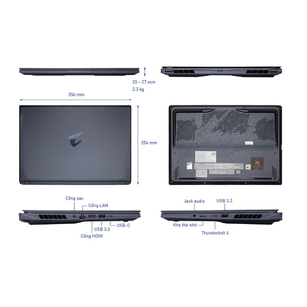 Laptop Gigabyte AORUS 16X ASG-53VNC94SH (Core i7-14650HX | RTX 4070 8GB | 16inch WQXGA 165Hz | 16GB | 1TB | Win 11 | Xám) ảnh 3