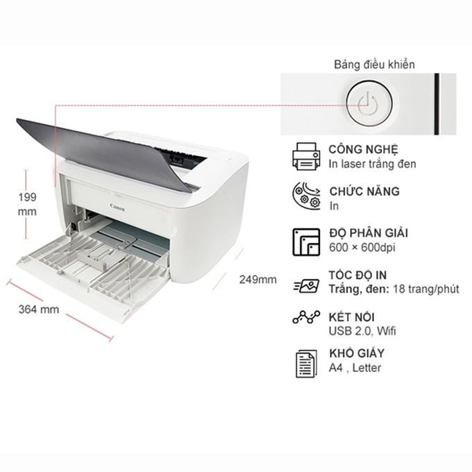 Máy in laser đen trắng Canon LBP6018W ảnh 3