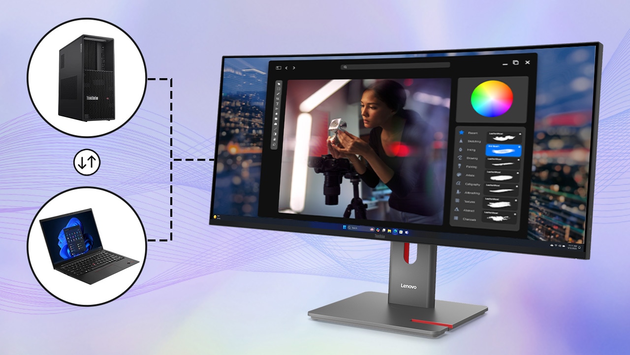 Màn hình Lenovo Think Vision P34WD-40 64ADGAR1VN (34Inch/ UWQHD (3440x1440)/ 4ms/ 350cd/m2/ IPS/ Lan/USB-C) ảnh 3