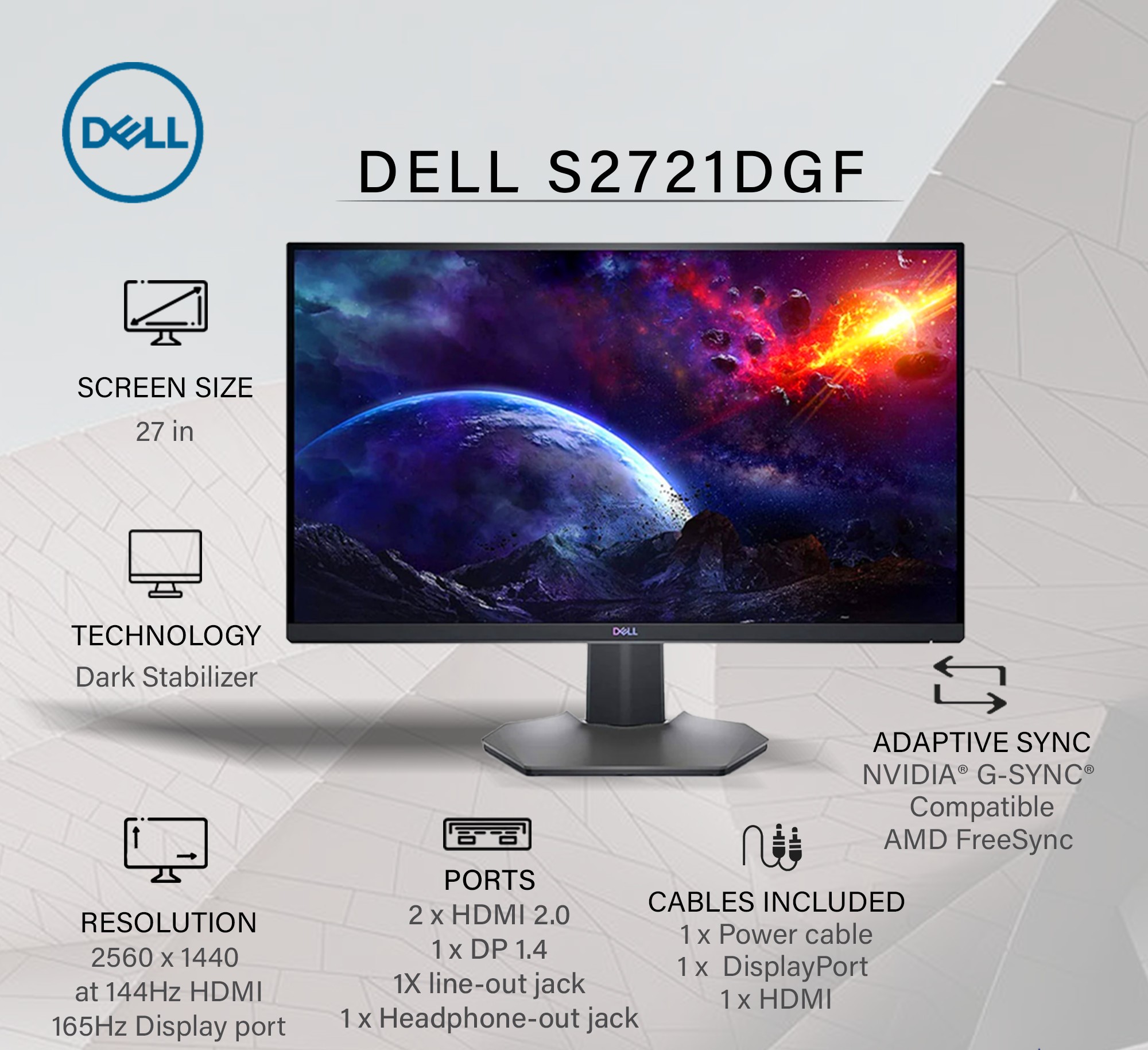 Màn hình cong Gaming Dell S2721DGF - mô tả 3