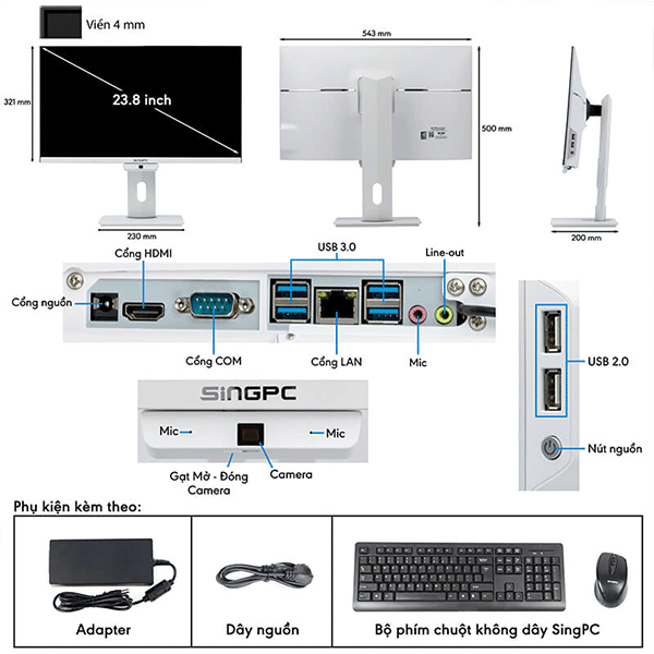 Máy tính AIO SingPC M24Pi582-W ảnh 3