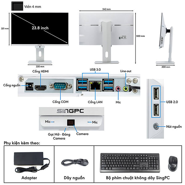 Máy tính AIO SingPC M24Pi31282-W ảnh 3