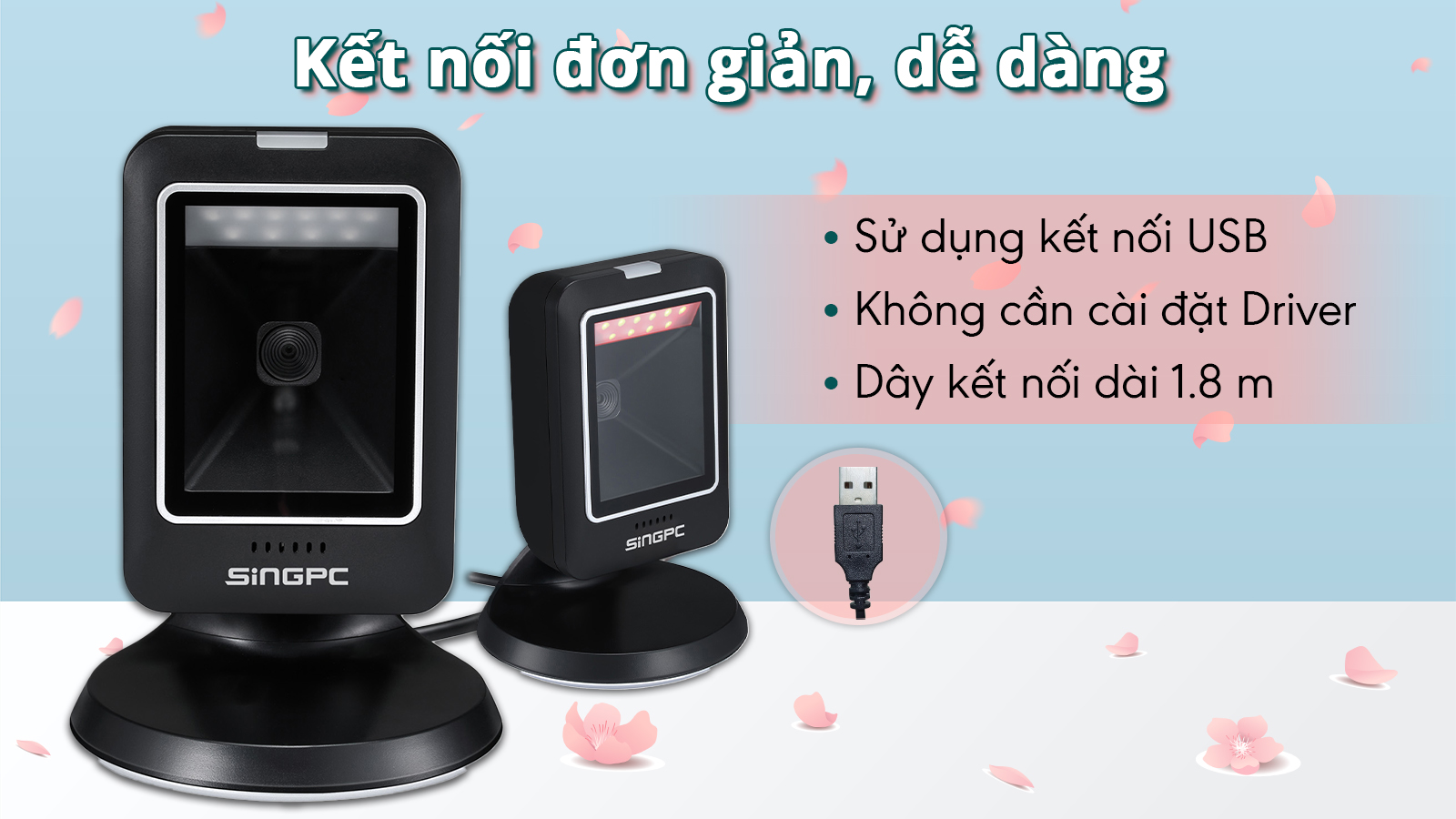 Máy quét mã vạch 2D SingPC Scan-2800U để bàn có dây ảnh 3