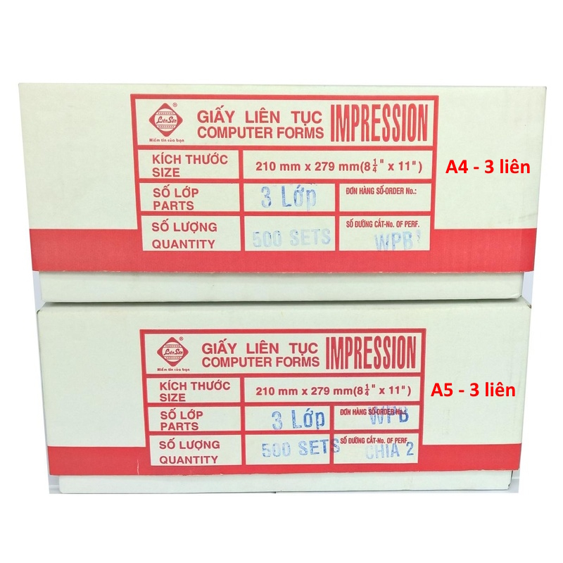 Giấy in carbon khổ A5 - 3 li&ecirc;n, đục lỗ , in li&ecirc;n tục 