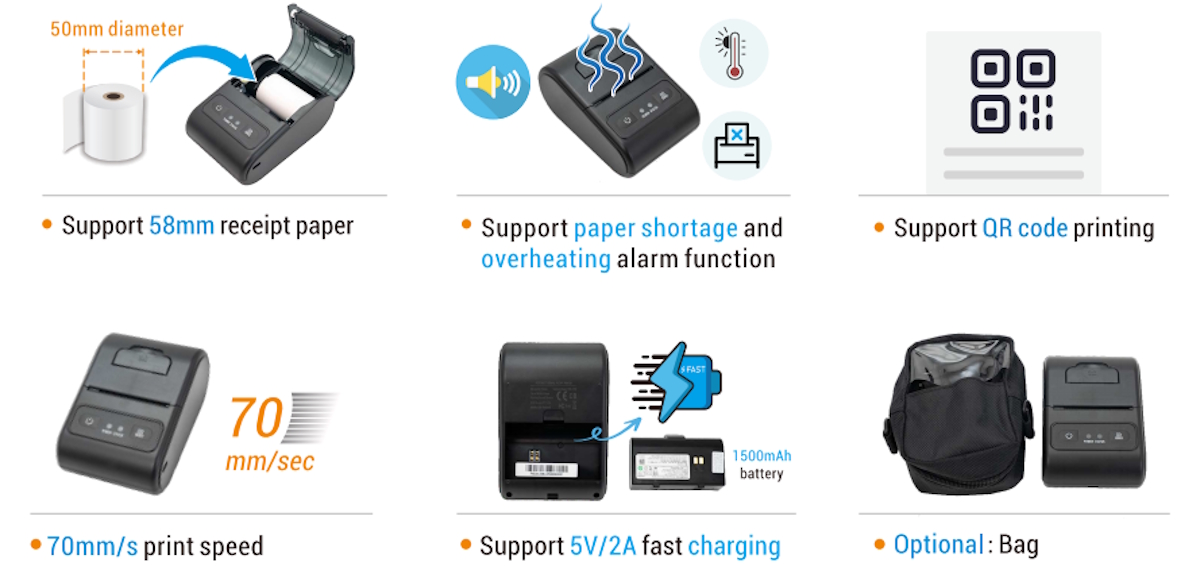 Máy in hoá đơn Xprinter XP-P504A (USB +Bluethoot)