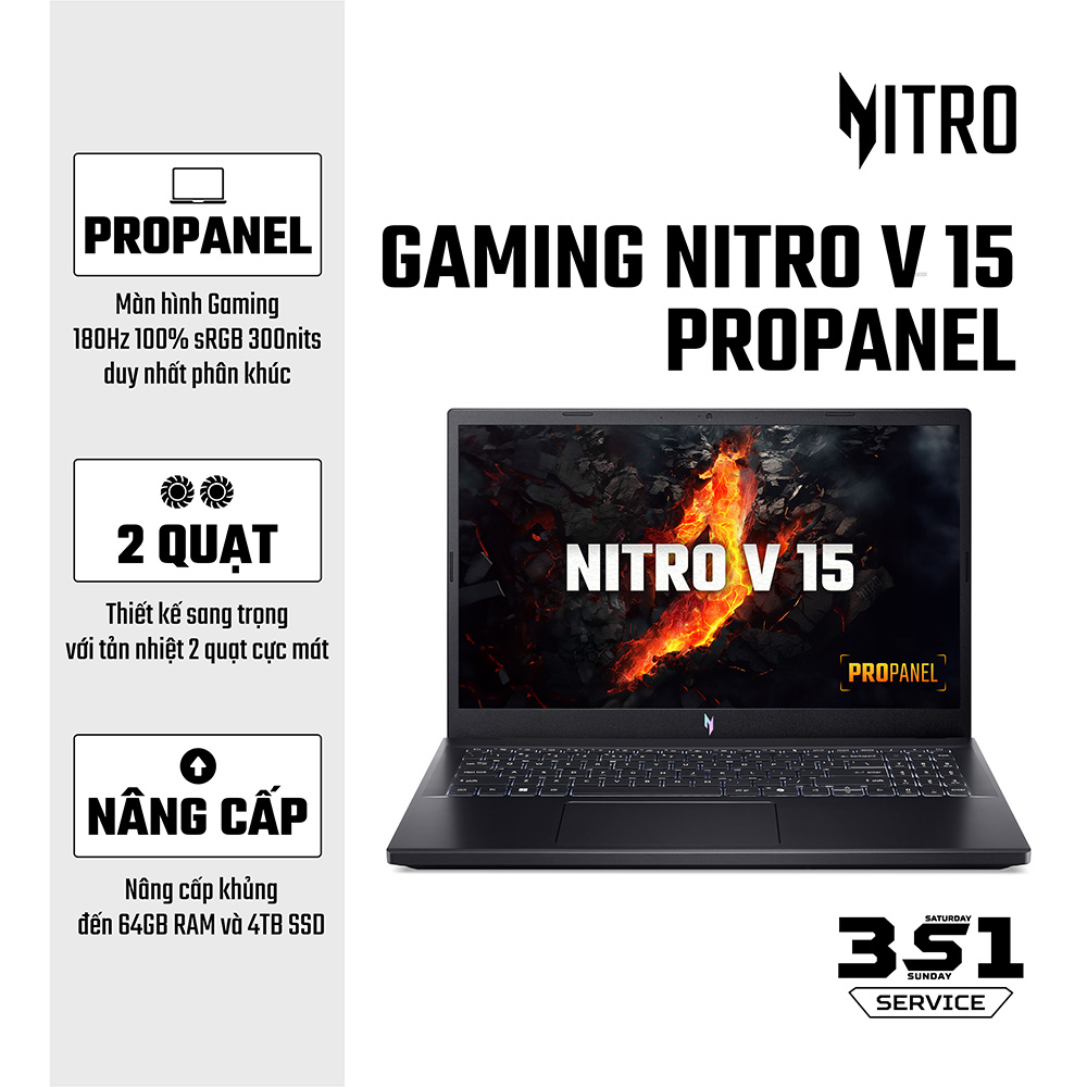 Laptop Gaming Acer Nitro V 15 ProPanel ANV15-41-R7AP NH.QPGSV.002 ảnh 1