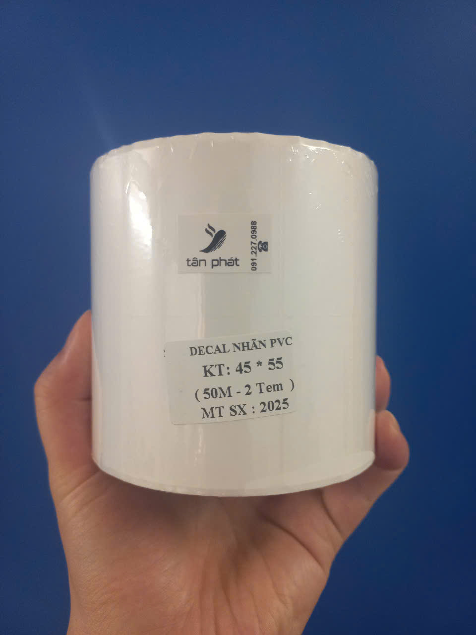 Giấy in mã vạch PVC 2 tem 45x55x50M ảnh 1