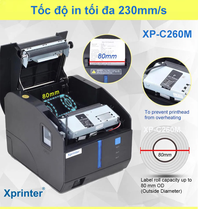 Máy in bill kết nối điện thoại máy tính bảng Xprinter XP-C260M (USB+LAN) ảnh 1