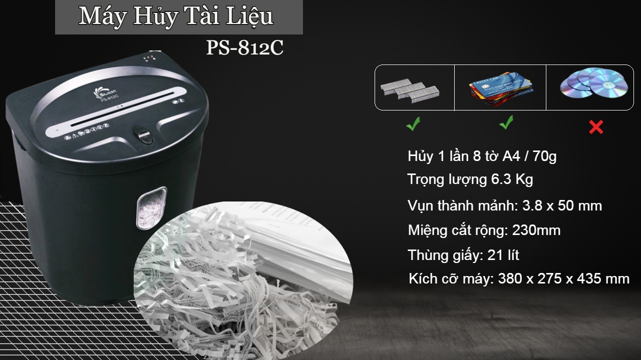 M&aacute;y hủy t&agrave;i liệu Silicon PS812C