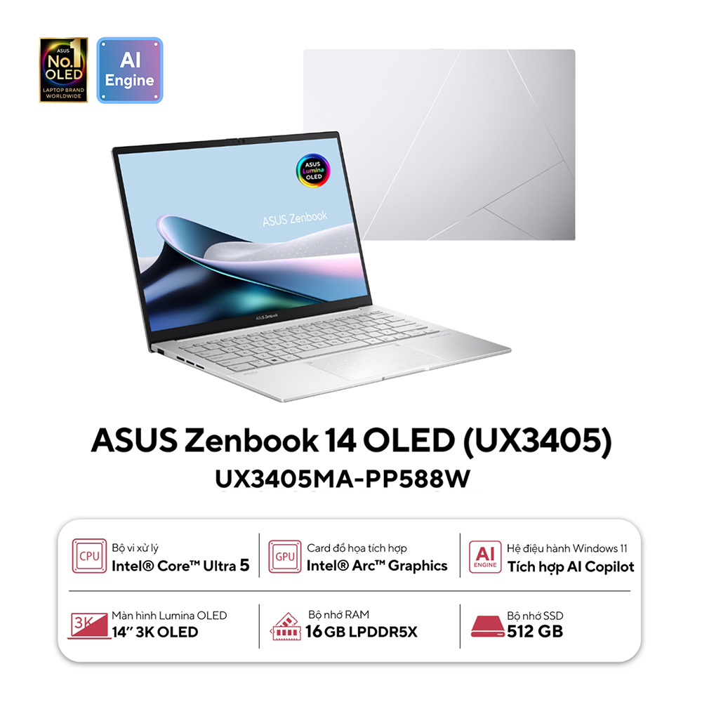 Laptop Asus Zenbook 14 OLED UX3405MA-PP588W ảnh 1