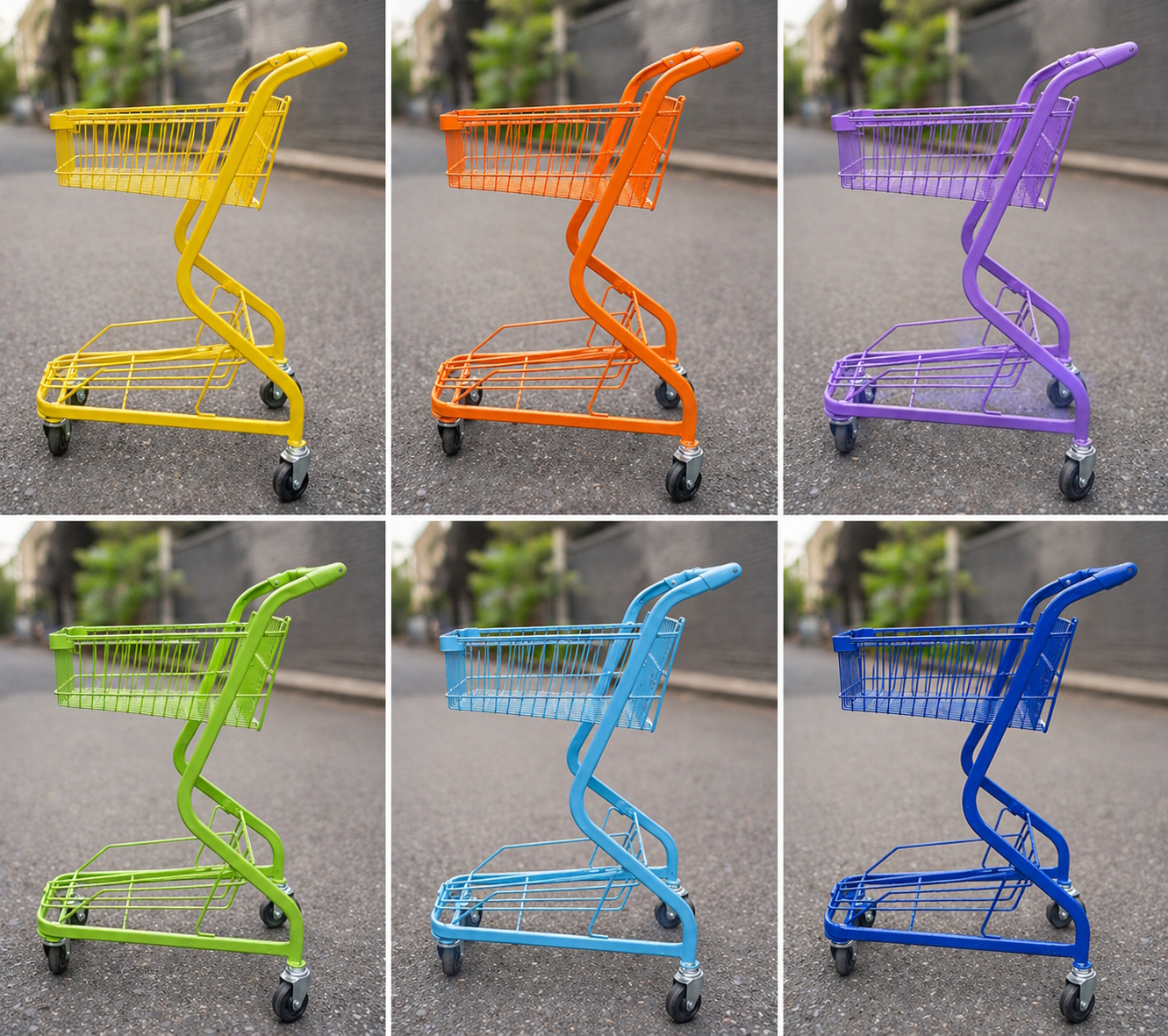 Xe đẩy si&ecirc;u thị 2 tầng mini c&aacute;c m&agrave;u