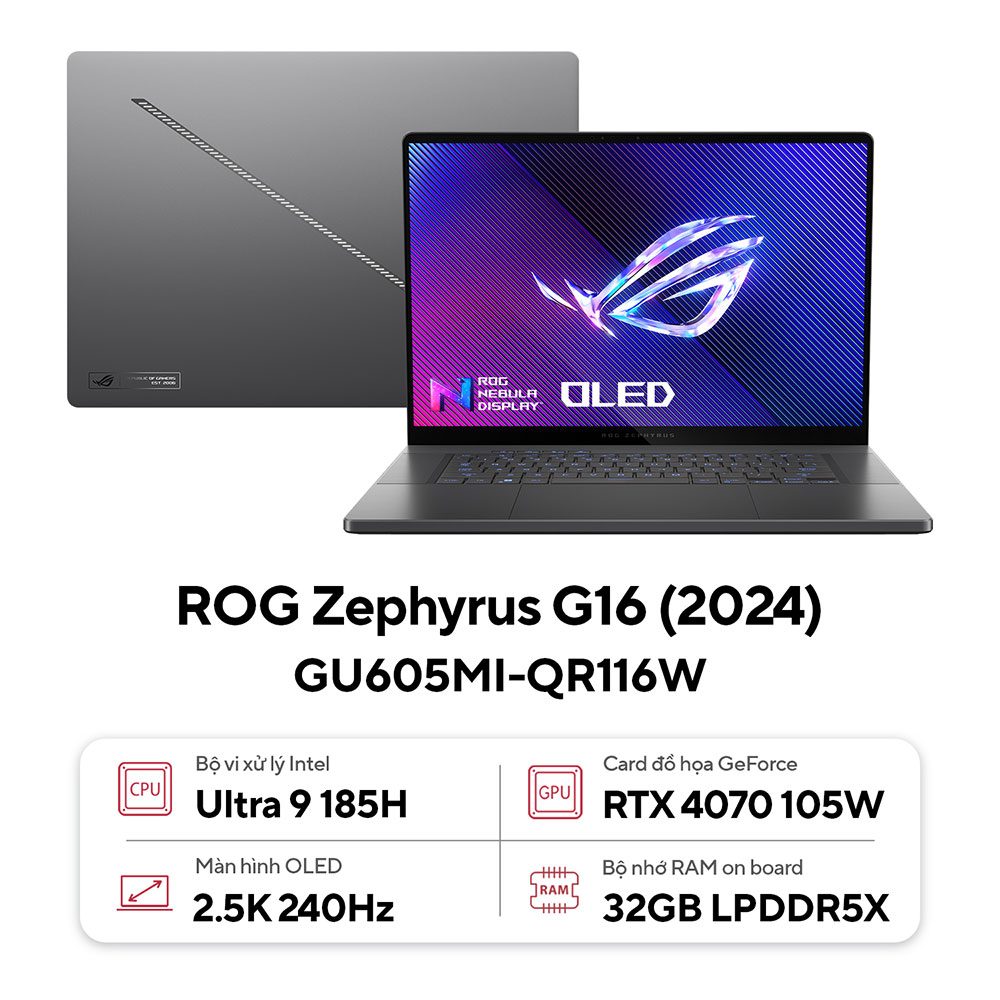 Laptop Asus Gaming ROG Zephyrus G16 GU605MI-QR116W ảnh 1