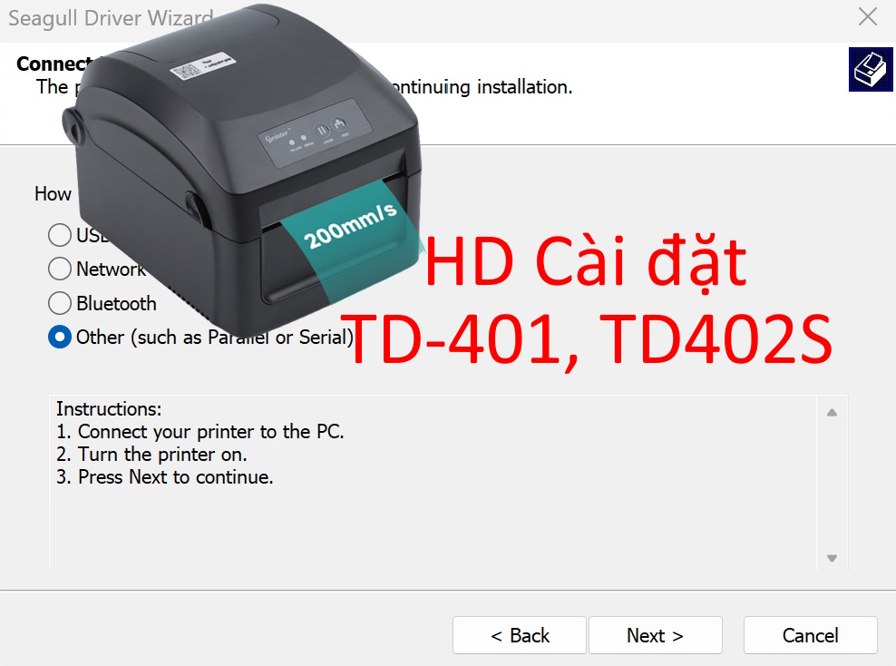 Hướng dẫn cài đặt Driver máy in tem nhãn TD-401 và TD-402S