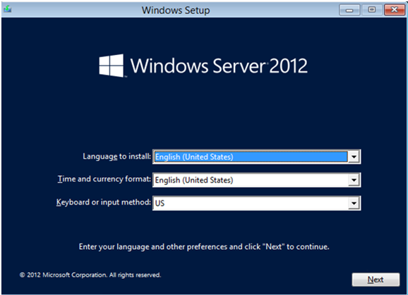 Hướng dẫn cài đặt Win server 2012