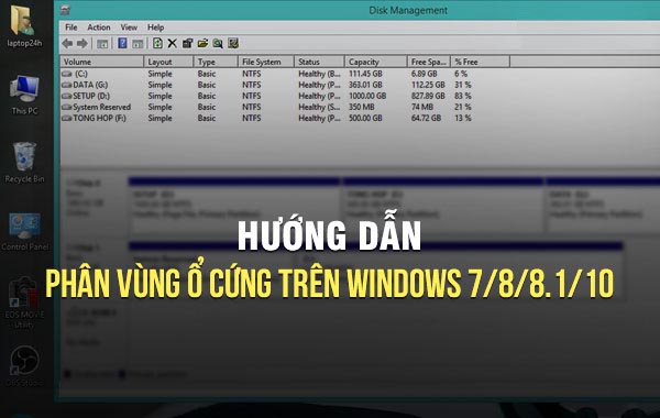 Hướng dẫn phân vùng ổ cứng trên Windows 7/8/8.1/10