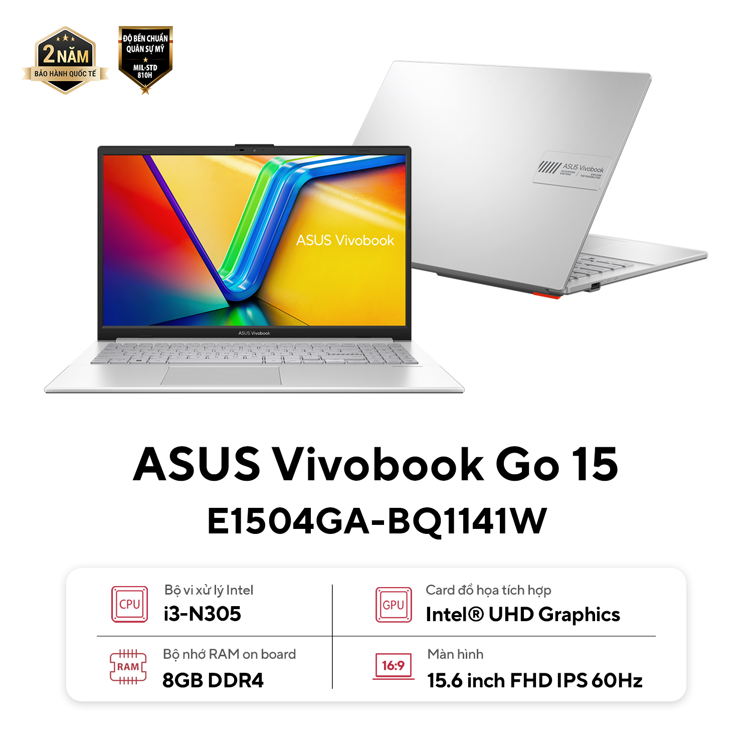 Laptop Asus Vivobook Go 15 E1504GA-BQ1141W (i3 N305/ 8GB/ 256GB/ 15.6 inch FHD/ Win 11)