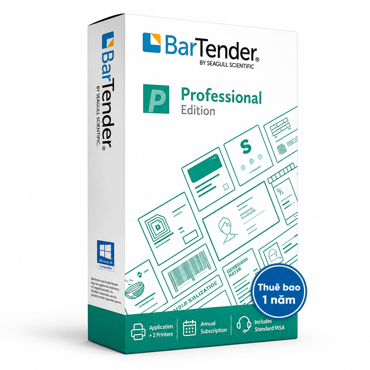 Phần mềm BarTender Professional BTP-2-SUB-1YR thuê bao 1 năm cho 2 máy in