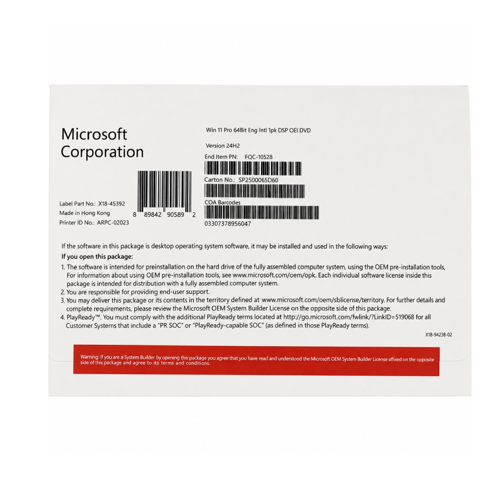 Microsoft Windows 11 Pro 64-bit FPP (Bản quyền vĩnh viễn) - FQC-10528