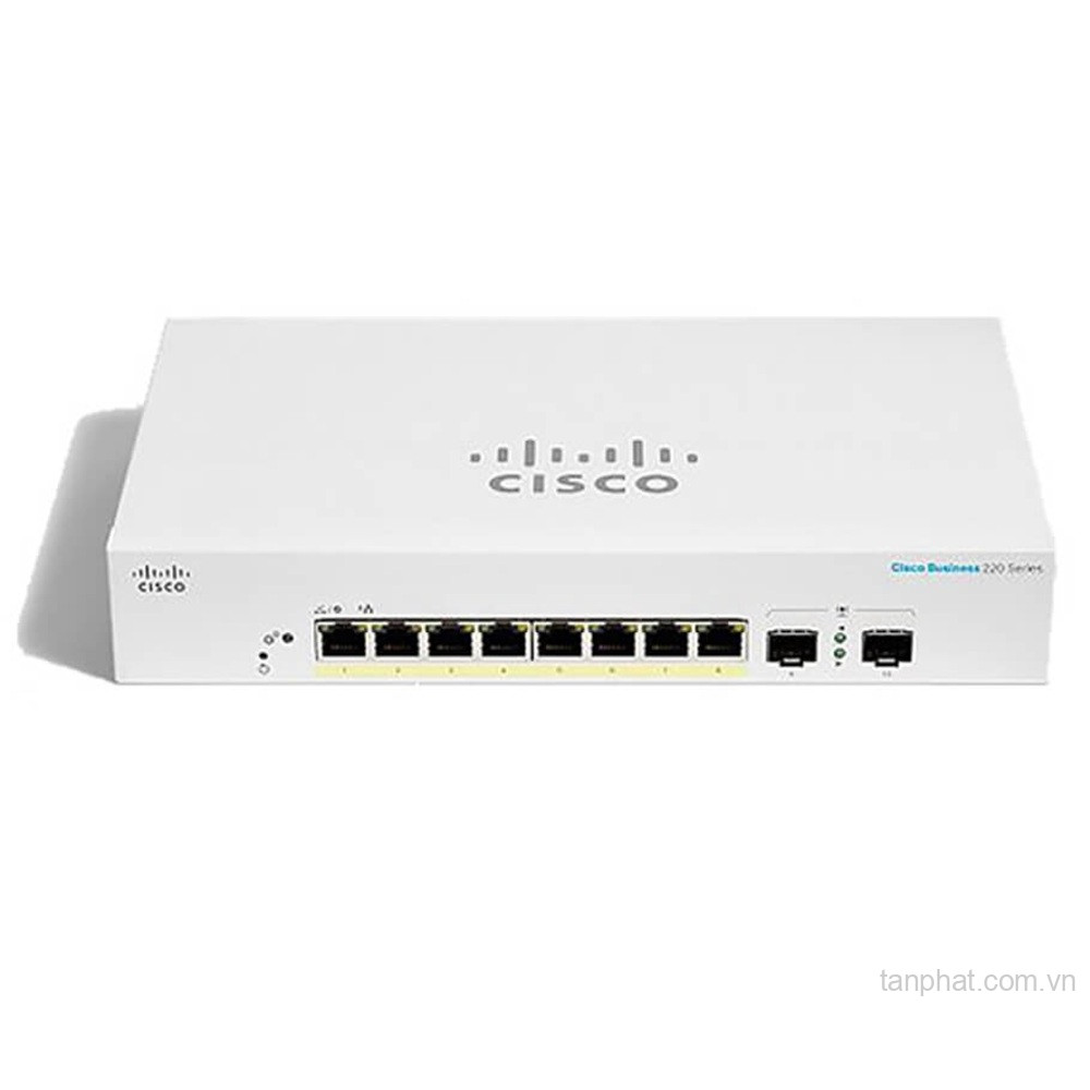 Thiết bị chuyển mạch Cisco Business CBS220-8P-E-2G-EU 8 cổng Gigabit PoE, 2 cổng SFP, công suất 65W