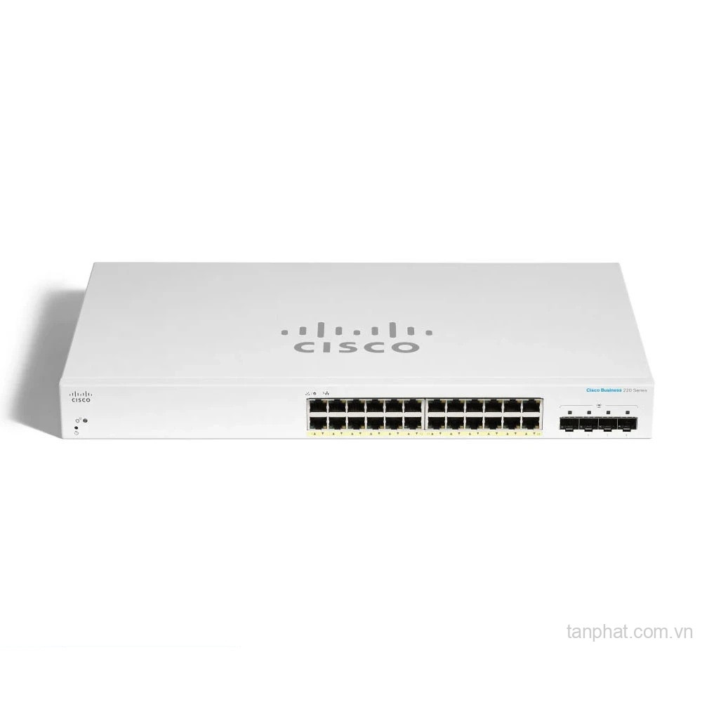 Thiết bị chuyển mạch Cisco Business CBS220-24P-4G-EU 24 cổng Gigabit PoE, 4 cổng SFP, PoE Budget 195W