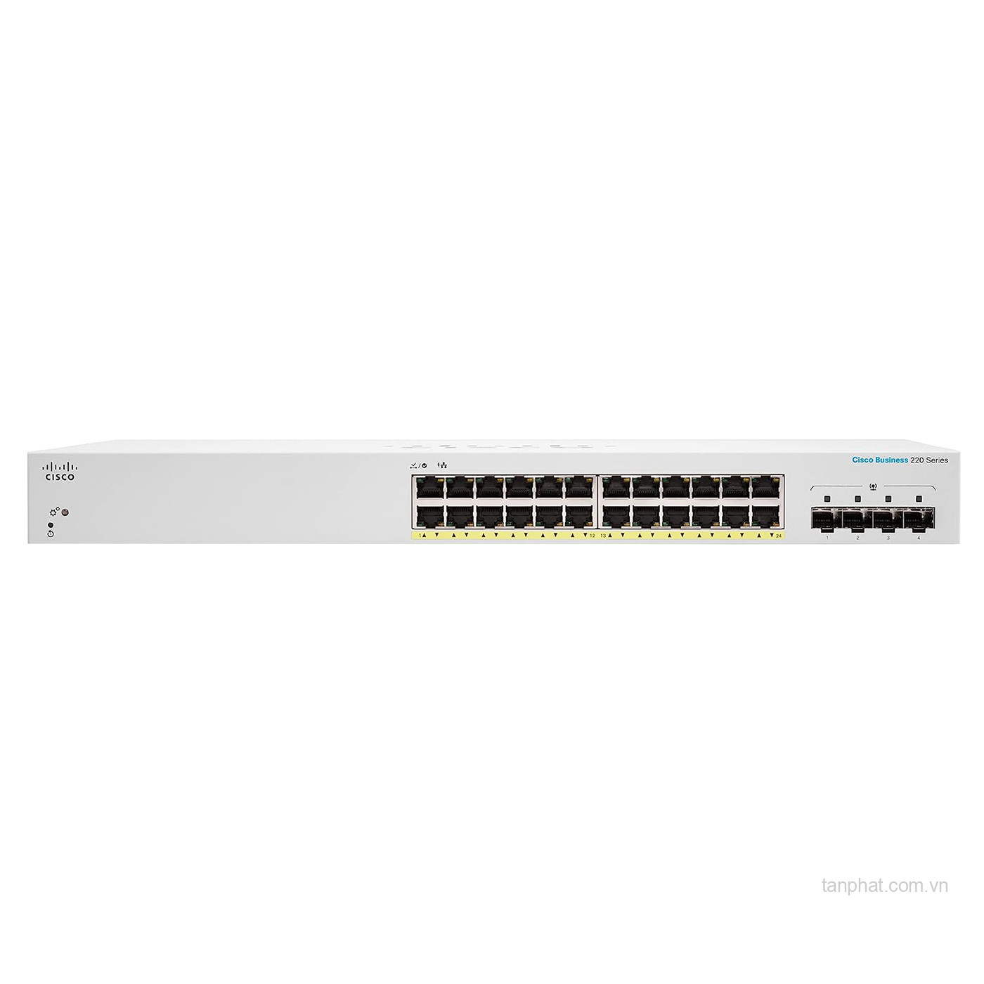 Thiết bị chuyển mạch Cisco Business CBS220-24FP-4G-EU 24 cổng Gigabit Full PoE, 4 cổng SFP, PoE Budget 382W