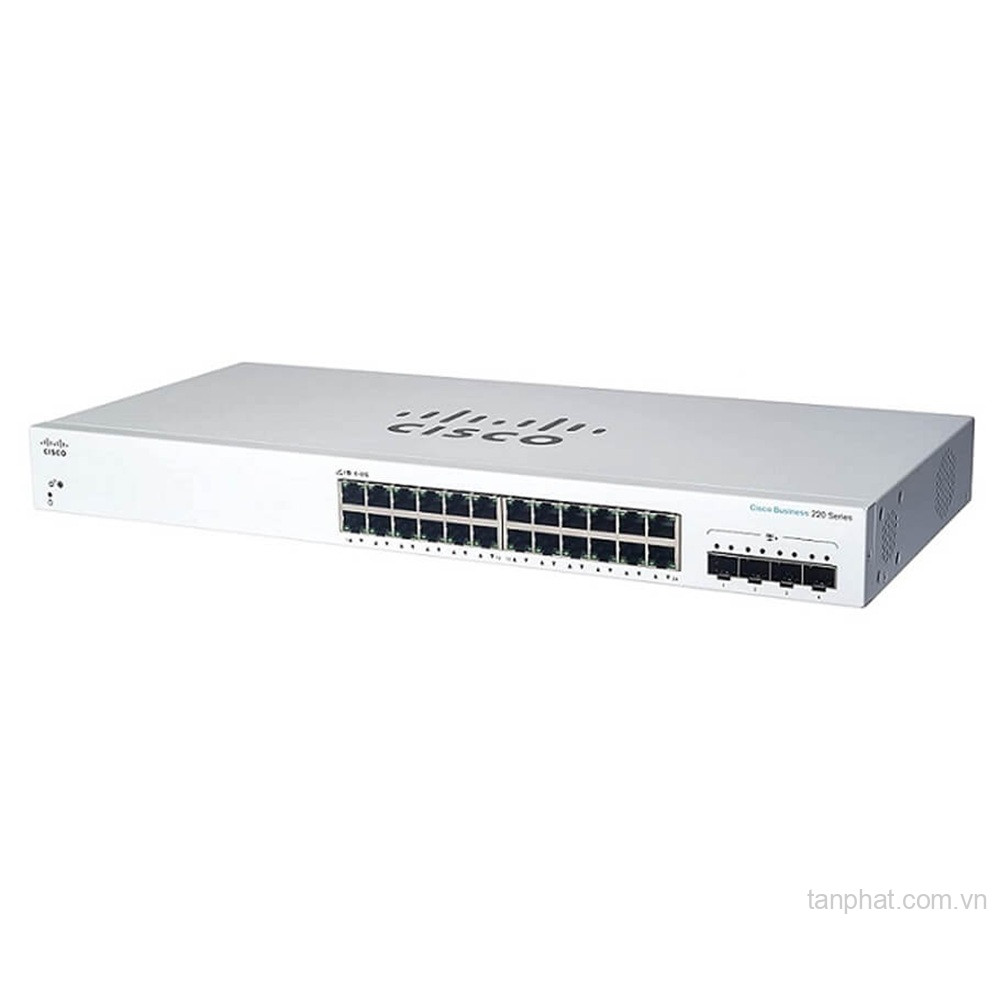 Thiết bị chuyển mạch Cisco Business CBS220-24T-4X-EU 24 cổng Gigabit, 4 cổng SFP+ 10G