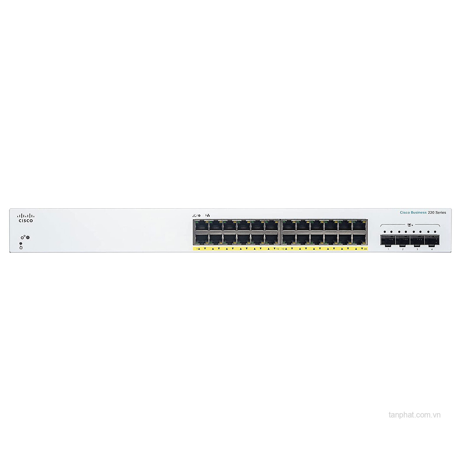 Thiết bị chuyển mạch Cisco Business CBS220-24FP-4X-EU 24 cổng Gigabit Full PoE, 4 cổng SFP+ 10G, PoE Budget 382W