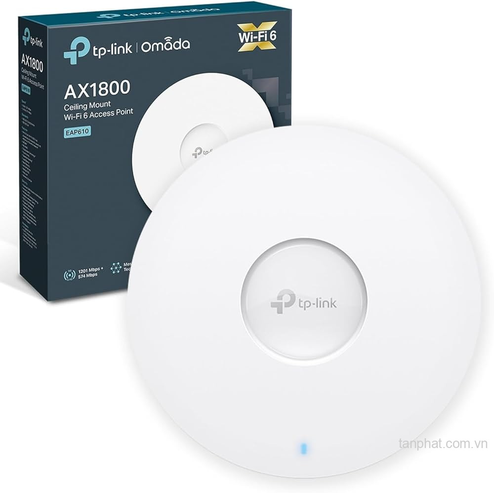 Bộ phát WiFi 6 gắn trần TP-Link EAP610 AX1800 dual-band, Omada mesh, PoE+