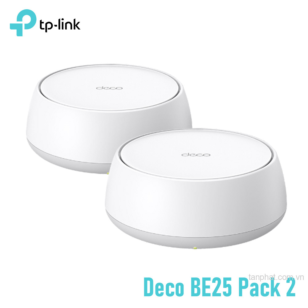 Bộ phát WiFi mesh 7 TP-Link Deco BE25 BE5000, 2 cổng 2.5Gbps, 200+ thiết bị (2-pack)