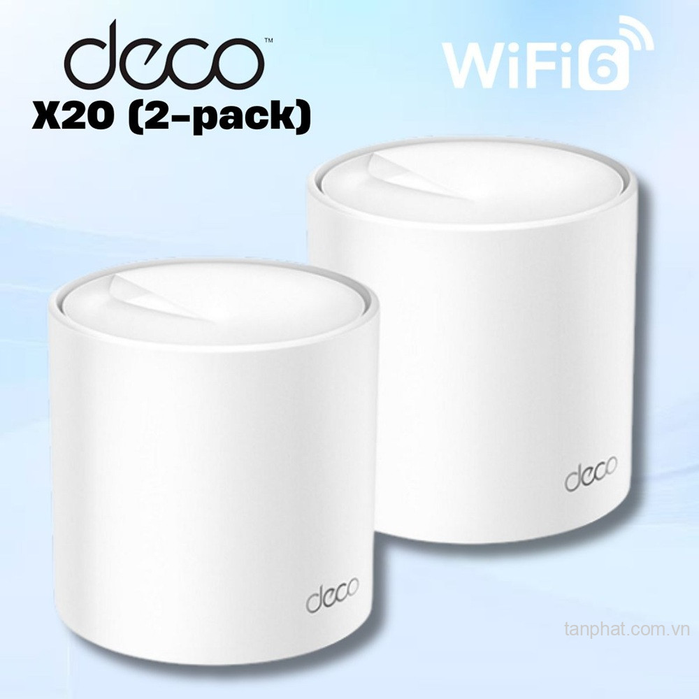 Bộ phát WiFi mesh 6 TP-Link Deco X20 AX1800, 2 cổng Gigabit, 150 thiết bị (2-pack)