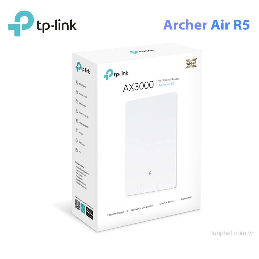 Bộ phát WiFi 6 TP-Link Archer Air R5 AX3000 dual-band, 2 cổng Gigabit, EasyMesh