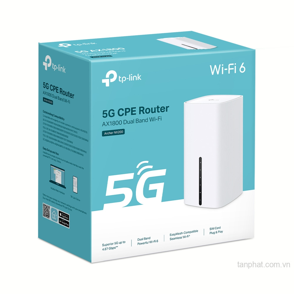 Router WiFi 5G TP-Link Archer NX200 AX1800 dual-band, 3 cổng Gigabit, EasyMesh