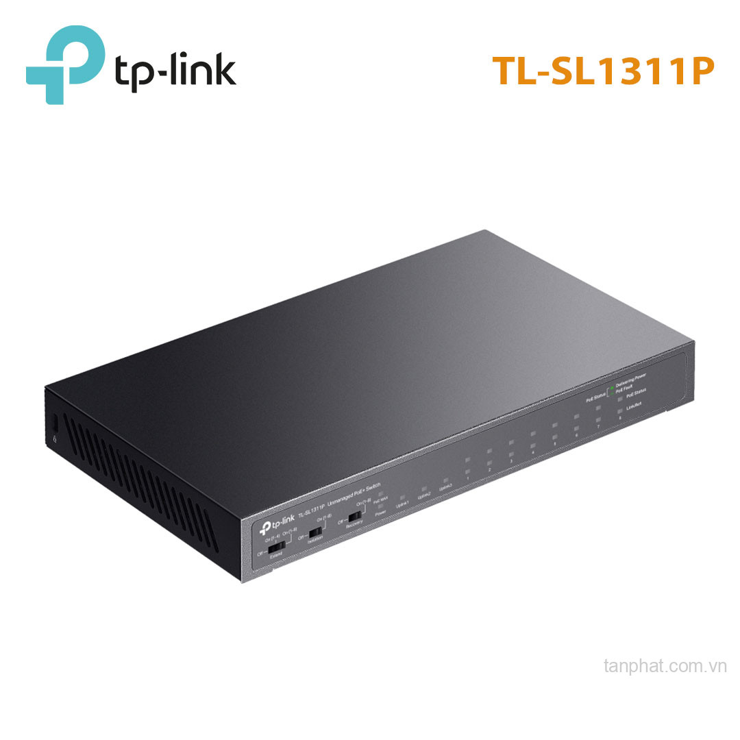 Switch TP-Link TL-SL1311P (10/100Mbps/ 11 cổng/ 8 cổng PoE+/ 2 cổng Gigabit/ 1 cổng SFP/ công suất PoE 65W/ vỏ kim loại)