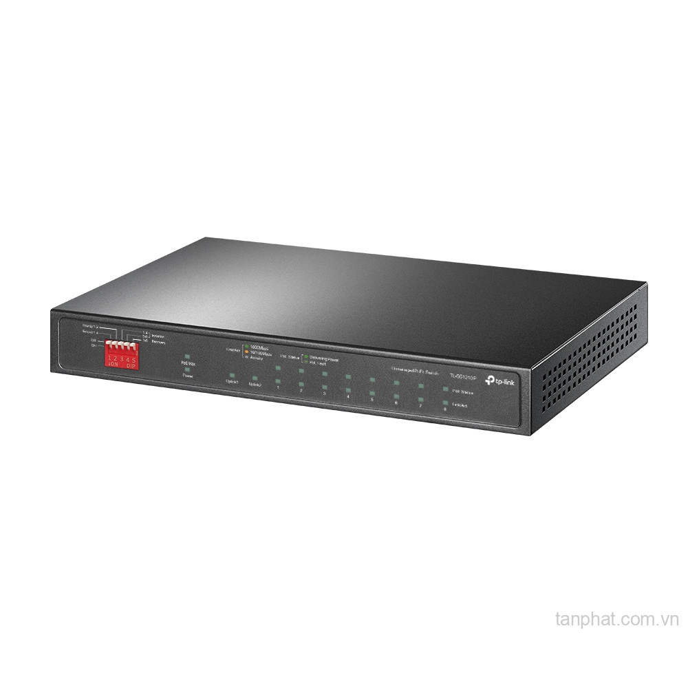 Switch TP-Link TL-SG1210P (Gigabit (1000Mbps)/ 10 cổng/ 8 cổng PoE+/ 1 cổng SFP/ công suất PoE 63W/ vỏ kim loại)