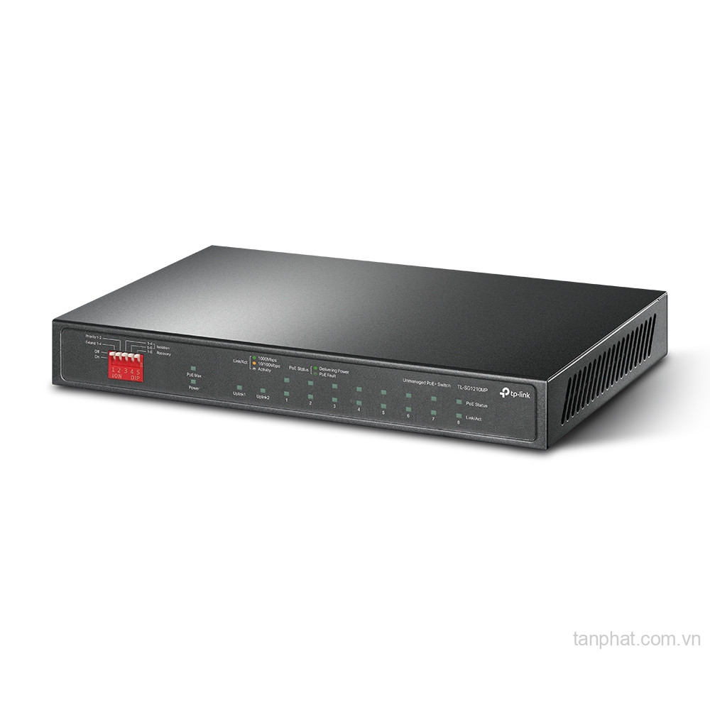 Switch TP-Link TL-SG1210MP (Gigabit (1000Mbps)/ 10 cổng/ 8 cổng PoE+/ 1 cổng combo SFP/RJ45/ công suất PoE 123W/ vỏ kim loại)