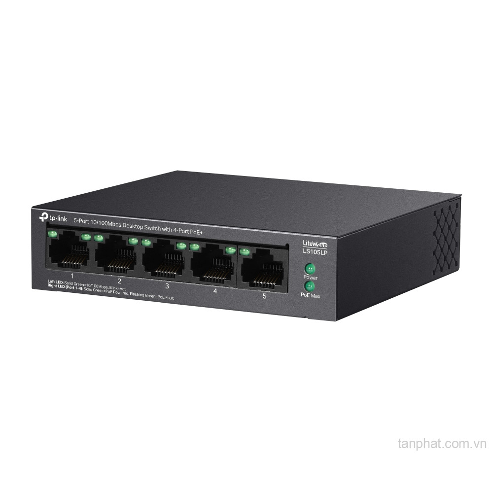 Switch TP-Link LS105LP (10/100Mbps/ 5 cổng/ 4 cổng PoE+/ công suất PoE 41W/ vỏ kim loại)