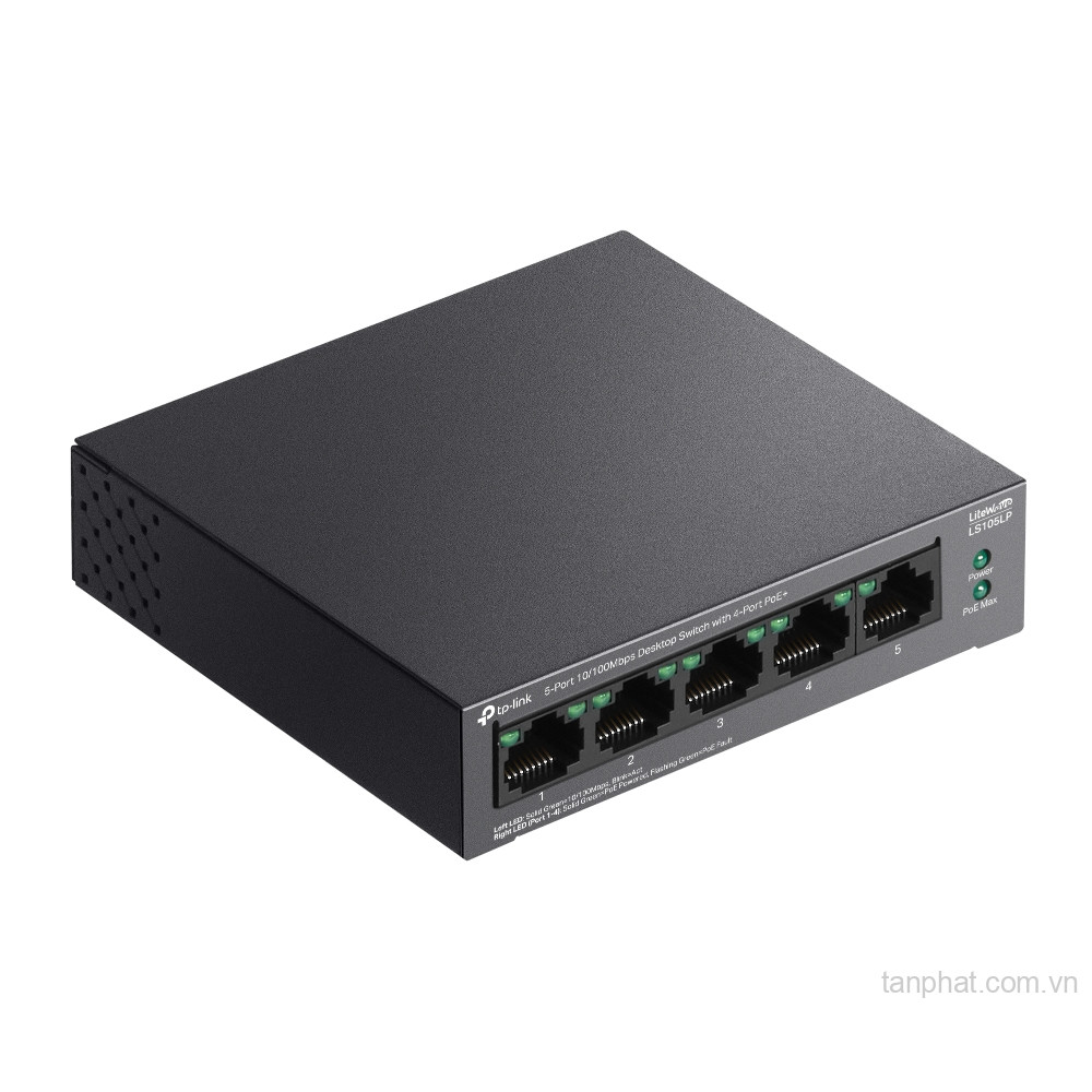 Switch TP-Link LS105LP (10/100Mbps/ 5 cổng/ 4 cổng PoE+/ công suất PoE 41W/ vỏ kim loại)