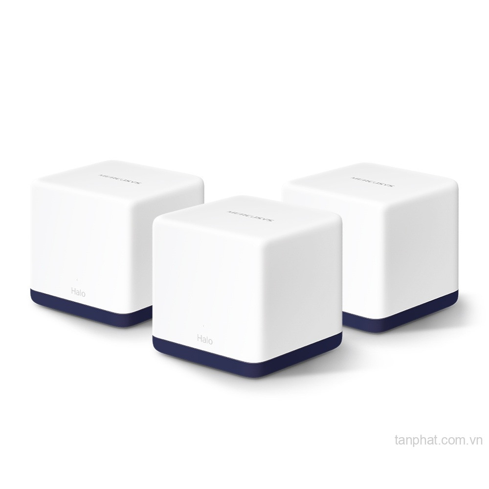 Bộ phát WiFi mesh 5 Mercusys Halo H50G AC1900, 3 cổng Gigabit, 100 thiết bị (3-pack)