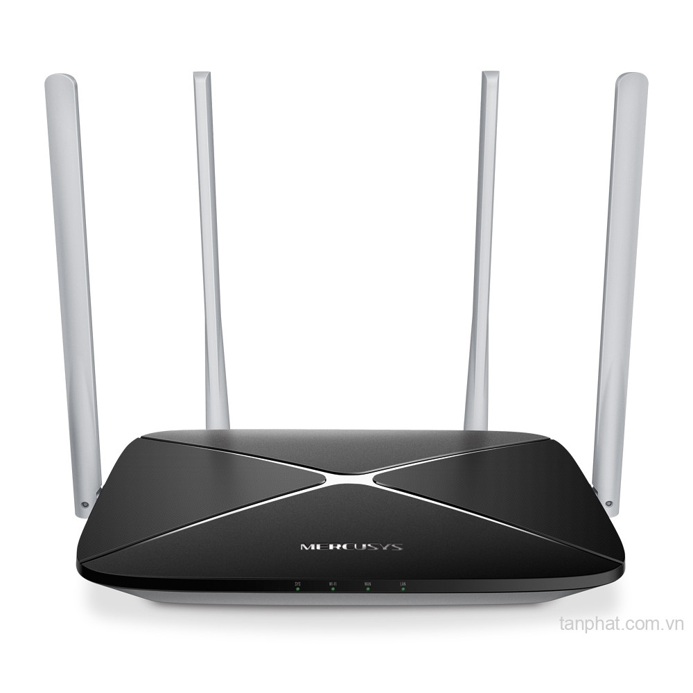 Bộ phát WiFi 5 Mercusys AC12 AC1200 dual-band, 4 cổng Fast Ethernet, 4 ăng-ten