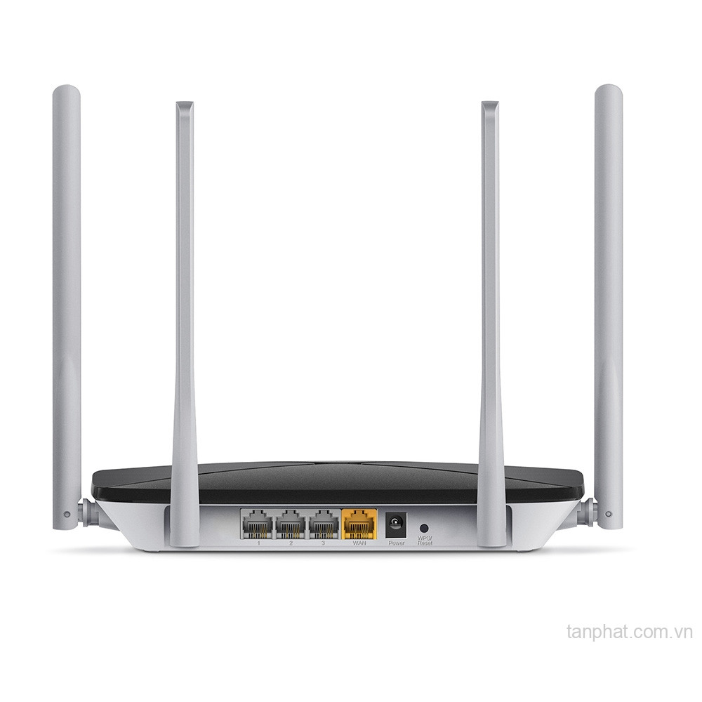 Bộ phát WiFi 5 Mercusys AC12 AC1200 dual-band, 4 cổng Fast Ethernet, 4 ăng-ten