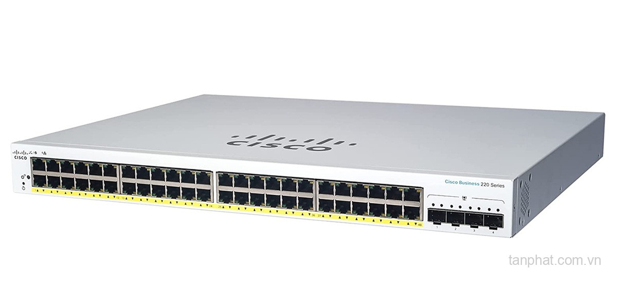Thiết bị chuyển mạch Cisco Business CBS220-48T-4X-EU 48 cổng Gigabit, 4 cổng 10G SFP+