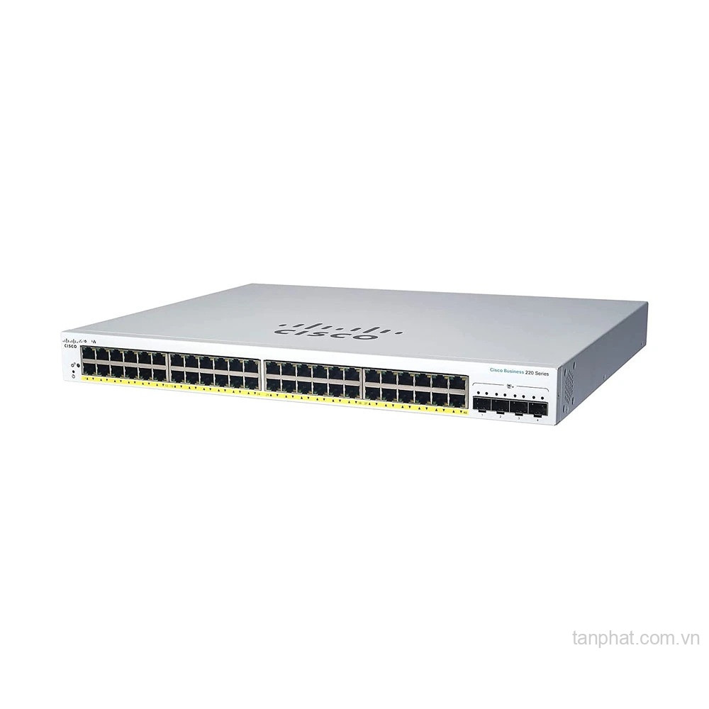 Thiết bị chuyển mạch Cisco Business CBS220-48FP-4X-EU 48 cổng Gigabit Full PoE, 4 cổng 10G SFP+, công suất PoE 740W