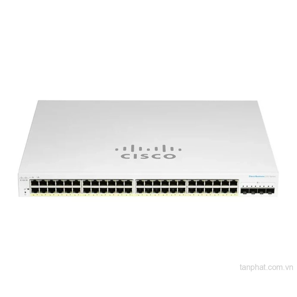 Thiết bị chuyển mạch Cisco Business CBS220-48FP-4X-EU 48 cổng Gigabit Full PoE, 4 cổng 10G SFP+, công suất PoE 740W