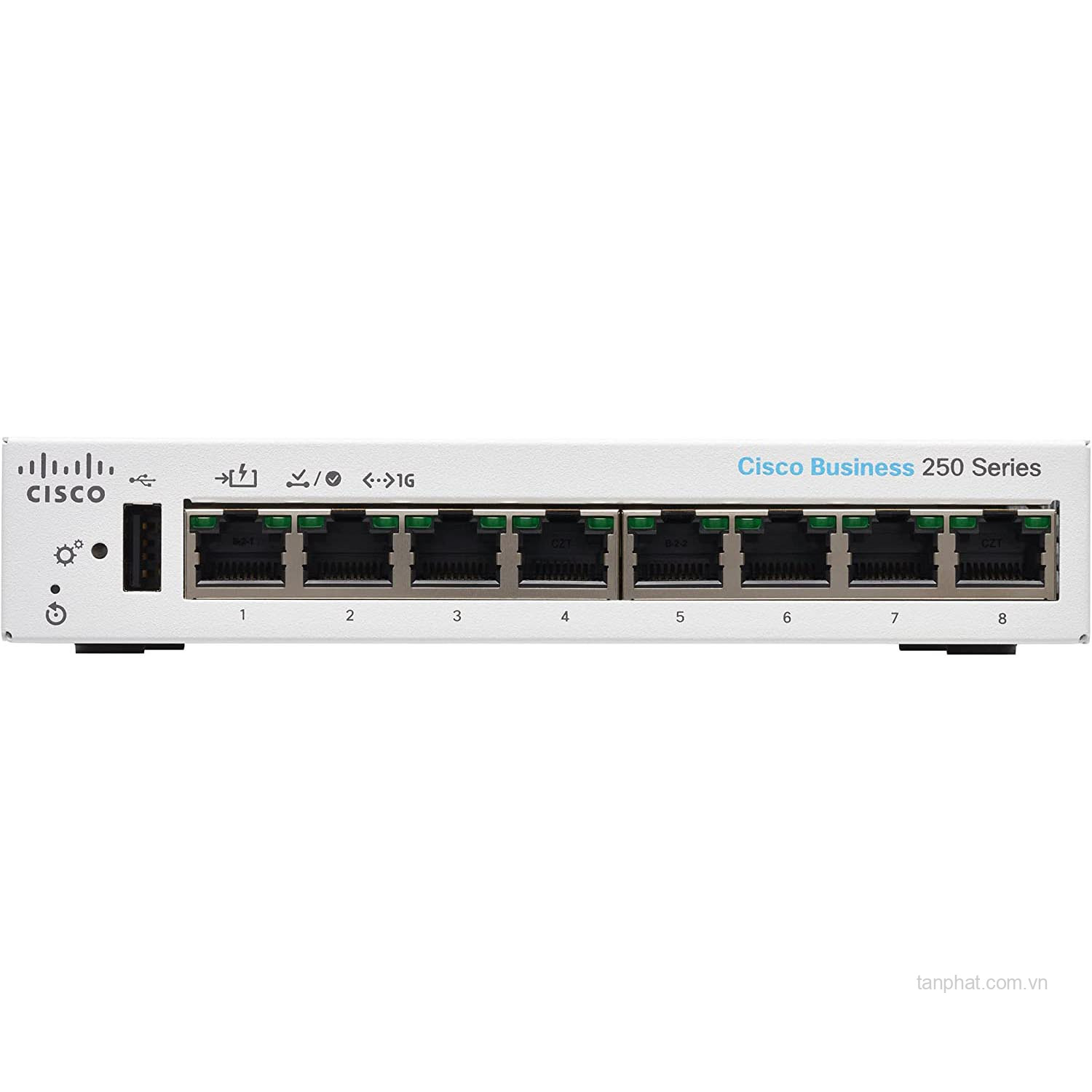 Thiết bị chuyển mạch Cisco Business CBS250-8T-D-EU 8 cổng Gigabit, thiết kế để bàn, nguồn ngoài