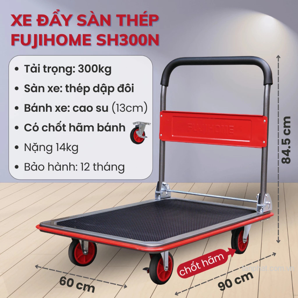 Xe đẩy hàng 4 bánh FujiHome SH300N