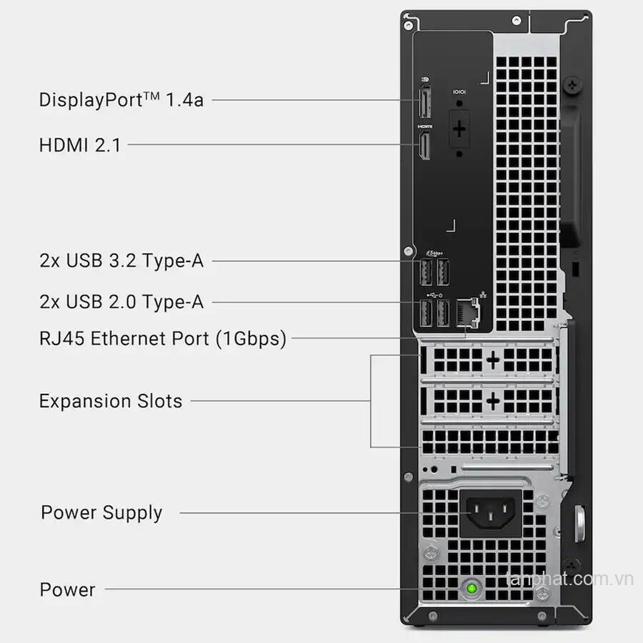  Máy tính để bàn Dell Slim ECS1250, DS-14100-8-512G, Intel i3-14100 (12 MB cache, 4 Cores, 8 threads, up to 4.7 GHz), 1x8GB DDR5 4800MT/s, 512GB SSD, Non DVD, Chuột, Bàn phím, Win 11, BH 12 tháng