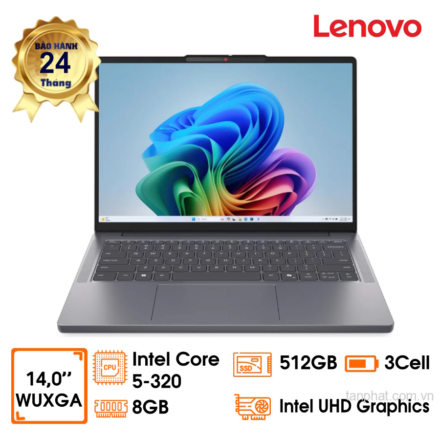 Laptop Lenovo IdeaPad Slim 3 14IWC11 83RQ002PVN (Core 5 320, 8GB, 512GB SSD, 14 inch WUXGA, Win 11, Xám)