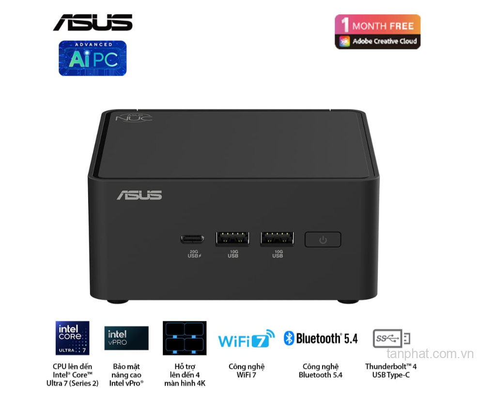 Mini PC Asus NUC 15 Pro Tall NUC15CRHU7 (Core Ultra 7 255H, No OS)