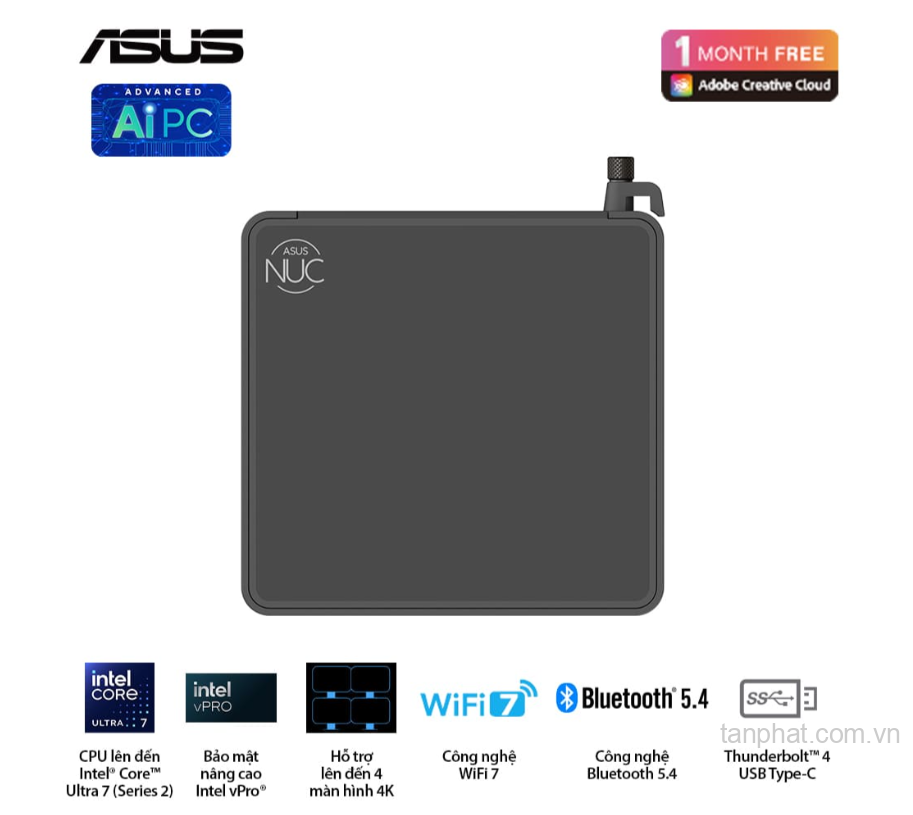 Mini PC Asus NUC 15 Pro Tall NUC15CRHU7 (Core Ultra 7 255H, No OS)
