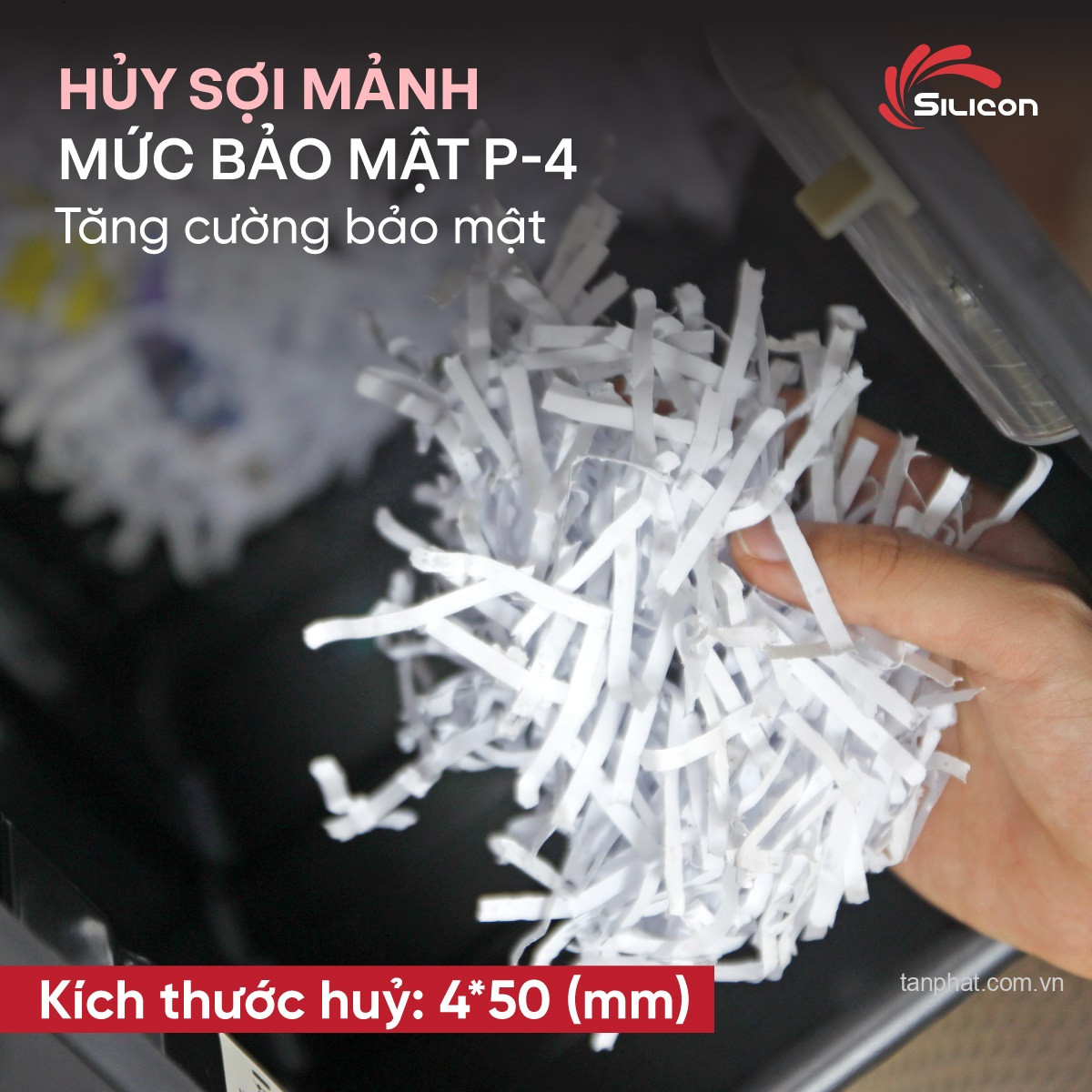 Máy hủy tài liệu Silicon PS-915LCD (Hủy sợi, 15 tờ)